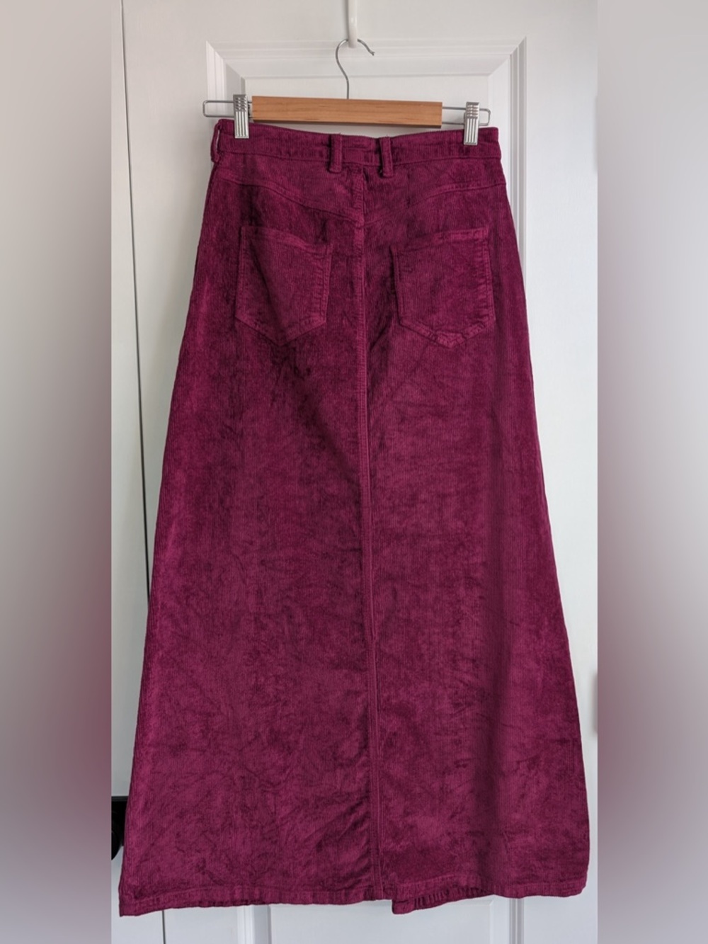 Anthropologie Pilcro The Madi Front Slit Corduroy Skirt Dark Fuschia Size 2 - Picture 4 of 10